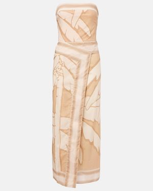 Johanna Ortiz Palms Pontoon Cotton Poplin Midi Dress - Natural