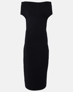 TOTEME Knitted Off-Shoulder Midi Dress - Black