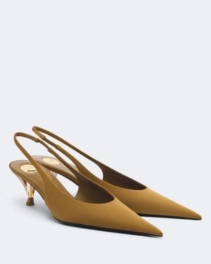 Saint Laurent Fanny Satin Slingback Court Shoes - Metallic