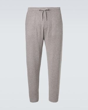 Brunello Cucinelli Ribbed-Knit Cashmere Joggers - Grey