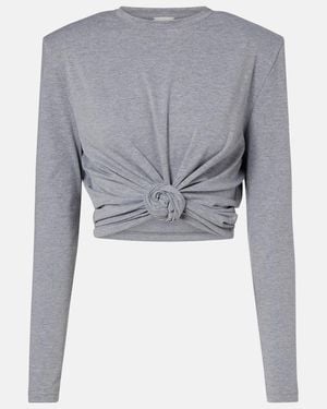 Magda Butrym Cropped Cotton-Blend Jersey Top - Grey