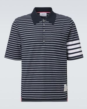 Thom Browne Polohemd 4-Bar Aus Baumwolle - Blau