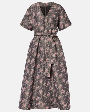 Markarian Lunetta Floral Taffetta Midi Dress - Black