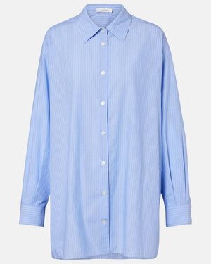 The Row Luka Striped Cotton Poplin Shirt - Blue