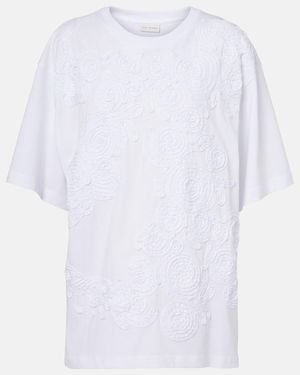 Dries Van Noten Embroidered Oversized Cotton T-Shirt - White