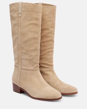 Veronica Beard Suede Knee-High Boots - Natural