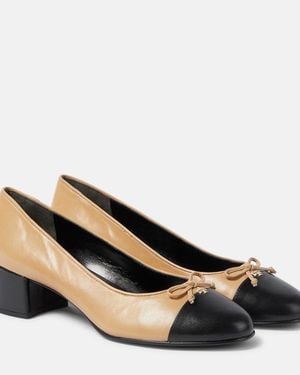 Tory Burch Bow-Detail Leather Court Shoes - Brown