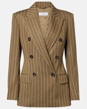 Max Mara Balta Pinstripe Double-Breasted Blazer - Green