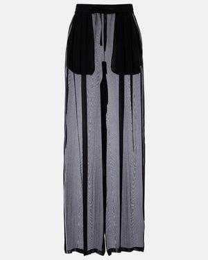 Dolce & Gabbana Sheer Silk Wide-Leg Pants - Black