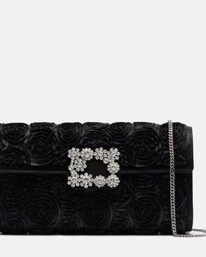 Roger Vivier Efflorescence Embellished Satin Clutch - Black