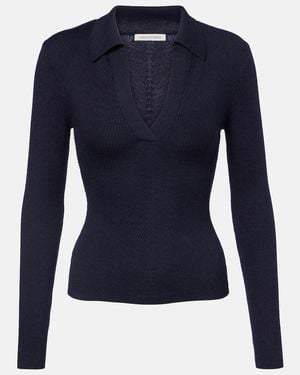 Emilia Wickstead Polo Acanalado Austin De Lana - Azul