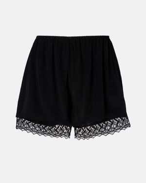 Simone Rocha Lace-Trimmed Satin Shorts - Black