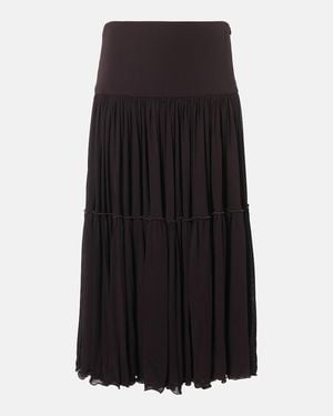 Jil Sander Pleated Georgette Midi Skirt - Black