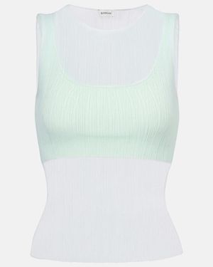 Jonathan Simkhai Oakley Plisse Semi-Sheer Tank Top - Green