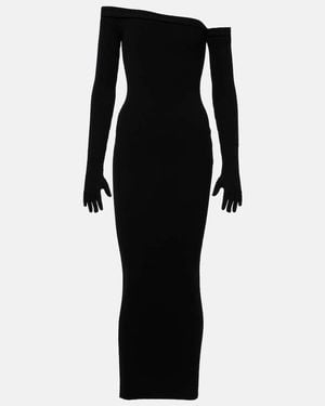 Jean Paul Gaultier Asymmetric Neck Maxi Dress - Black