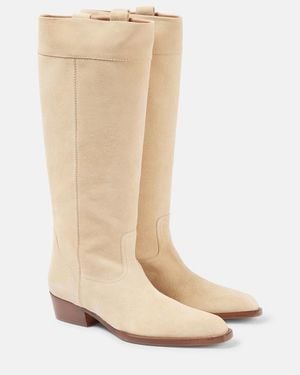 Paris Texas Helena 35 Suede Cowboy Boots - Natural