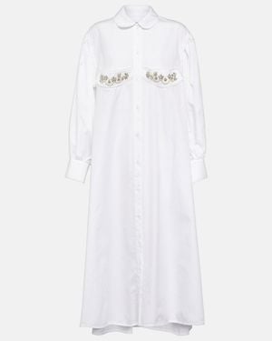 Simone Rocha Crystal-Embellished Cotton Midi Dress - White