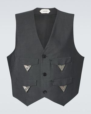 Versace Wool-Mohair Vest - Gray