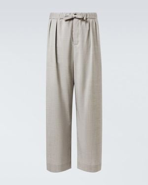Loewe Wool Wide-Leg Trousers - Grey