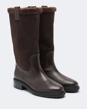 Aeyde Theo Leather And Suede Knee-High Boots - Brown