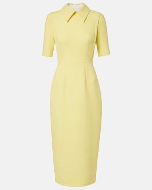 Emilia Wickstead Robe Midi Valletta En Crepe De Laine - Jaune