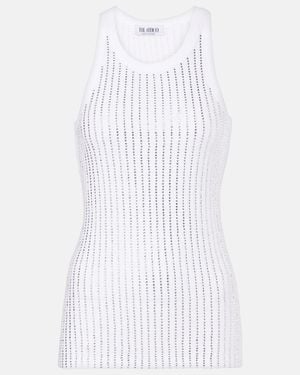 The Attico Crystal-Embellished Cotton Tank Top - White
