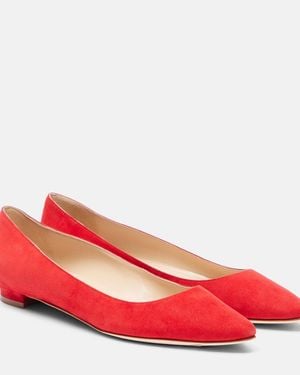 Manolo Blahnik Bb Suede Ballet Flats - Red
