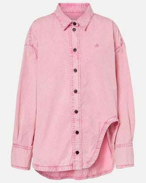 The Attico Diana Asymmetric Cotton Canvas Overshirt - Pink