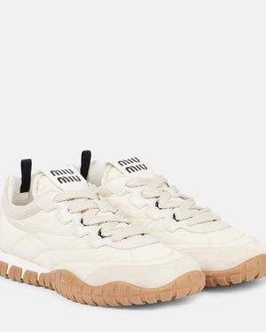 Miu Miu Tyre Suede-Trimmed Trainers - White