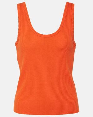 Vince Ribbed-Knit Cotton-Blend Tank Top - Orange