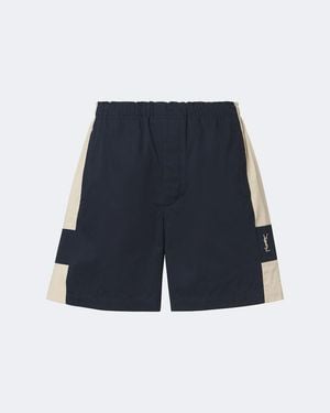 Saint Laurent Cassandre Cotton Canvas Shorts - Blue