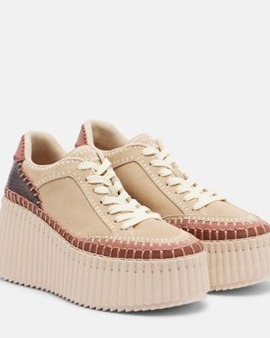 Chloé Plateau-Sneakers Nama Mit Veloursleder - Natur