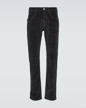 Undercover Studded Cotton Corduroy Slim Pants - Black