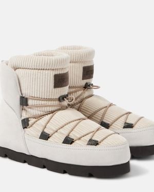 Brunello Cucinelli Shearling-Lined Corduroy And Suede Snow Boots - Natural