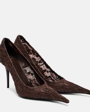 Saint Laurent Thierry 95 Tulle Lace Pumps - Brown