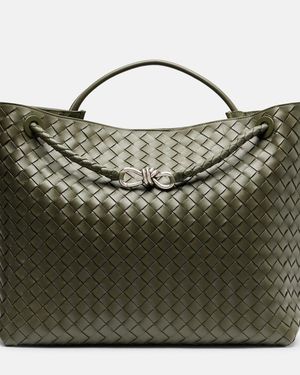 Bottega Veneta Andiamo Intrecciato Large Leather Tote Bag - Green