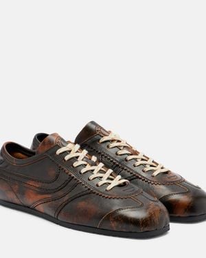 Dries Van Noten Distressed Leather Trainers - Brown