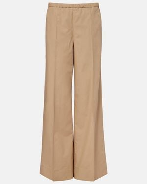 Moncler Cotton Wide-Leg Trousers - Natural