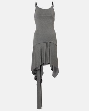 The Attico Asymmetric Jersey Minidress - Gray