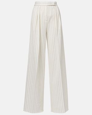Max Mara Clarion Cotton And Linen Straight Trousers - White