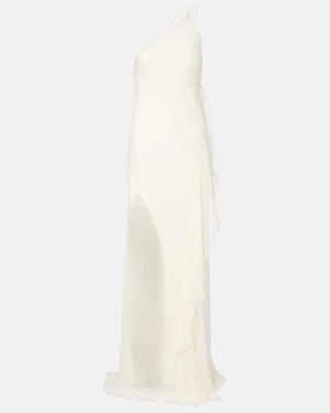 The Sei One-Shoulder Ruffled Silk Gown - White