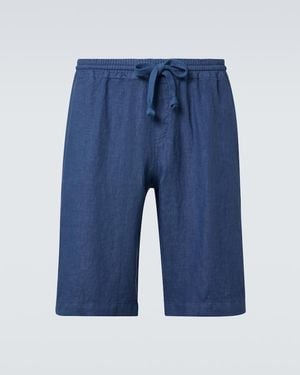 Fedeli Linen Shorts - Blue