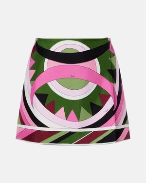 Jupe Plissée En Soie Emilio Pucci - Imprimé Abstrait Jaune Et Multicolore - Taille 42 IT (8 US) - Neuf Avec étiquettes