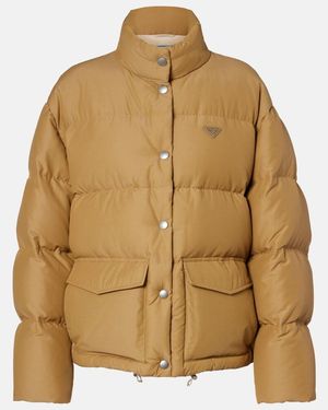Prada Triangle Logo Down Jacket - Brown