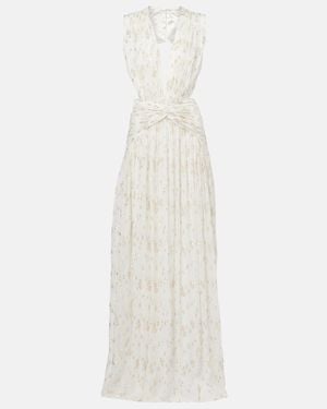 Costarellos Luccia Cutout Silk Jacquard Gown - White