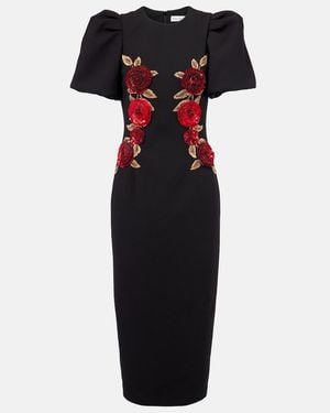 Rebecca Vallance Rosette Embellished Midi Dress - Black