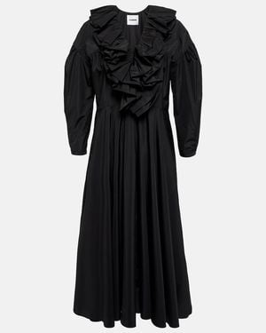 Jil Sander Ruffle-Trimmed Midi Dress - Black