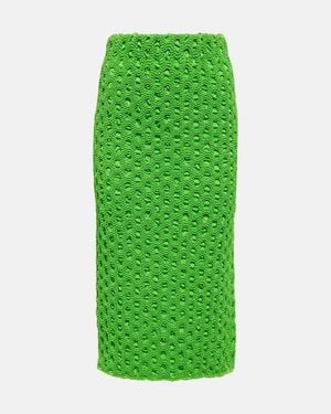 Ganni Smocked High-waist Pencil Skirt - Green