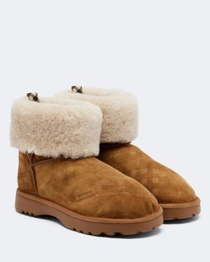 Burberry Ankle Boots Aus Veloursleder Mit Shearling - Braun