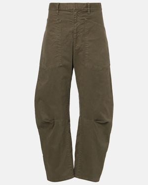 Nili Lotan Shon Cotton Twill Barrel-Leg Trousers - Green